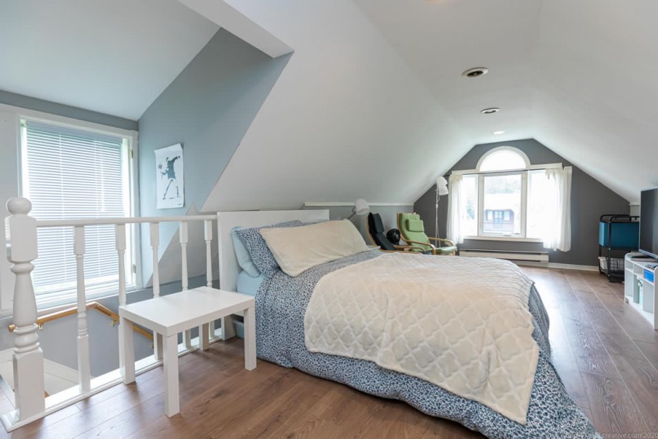 Loft bedroom at 164 Duke Street, Hamilton